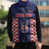 Custom Croatia Football Sleeveless Puffer Jacket Hrvatska Chessboard Heritage - Wonder Print Shop