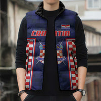 Custom Croatia Football Sleeveless Puffer Jacket Hrvatska Chessboard Heritage - Wonder Print Shop