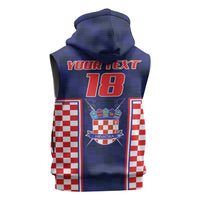Custom Croatia Football Sleeveless Zip Hoodie Hrvatska Chessboard Heritage - Wonder Print Shop