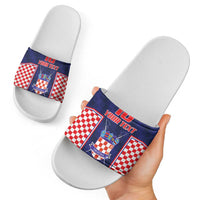 Custom Croatia Football Slide Sandals Hrvatska Chessboard Heritage - Wonder Print Shop