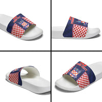 Custom Croatia Football Slide Sandals Hrvatska Chessboard Heritage - Wonder Print Shop