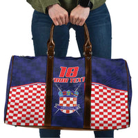 Custom Croatia Football Travel Bag Hrvatska Chessboard Heritage - Wonder Print Shop