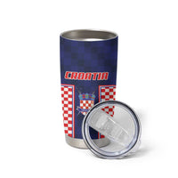 Custom Croatia Football Tumbler Cup Hrvatska Chessboard Heritage - Wonder Print Shop