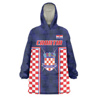 Custom Croatia Football Wearable Blanket Hoodie Hrvatska Chessboard Heritage - Wonder Print Shop