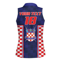 Custom Croatia Football Women Sleeveless Polo Shirt Hrvatska Chessboard Heritage - Wonder Print Shop