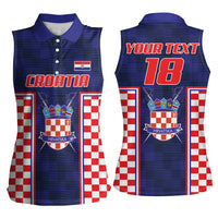 Custom Croatia Football Women Sleeveless Polo Shirt Hrvatska Chessboard Heritage - Wonder Print Shop