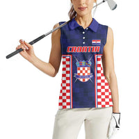 Custom Croatia Football Women Sleeveless Polo Shirt Hrvatska Chessboard Heritage - Wonder Print Shop