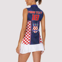 Custom Croatia Football Women Sleeveless Polo Shirt Hrvatska Chessboard Heritage - Wonder Print Shop