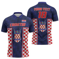 Custom Croatia Football Zipper Polo Shirt Hrvatska Chessboard Heritage - Wonder Print Shop