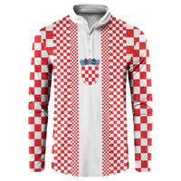 Custom Croatia Football Button Sweatshirt Vatreni Hrvatska Sporty Style - Wonder Print Shop