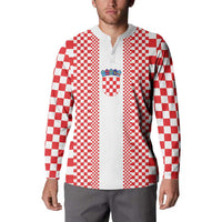 Custom Croatia Football Button Sweatshirt Vatreni Hrvatska Sporty Style - Wonder Print Shop