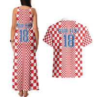 Custom Croatia Football Couples Matching Tank Maxi Dress and Hawaiian Shirt Vatreni Hrvatska Sporty Style - Wonder Print Shop