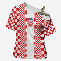 Custom Croatia Football Cross Shoulder Shirt Vatreni Hrvatska Sporty Style - Wonder Print Shop
