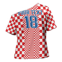 Custom Croatia Football Cross Shoulder Shirt Vatreni Hrvatska Sporty Style - Wonder Print Shop