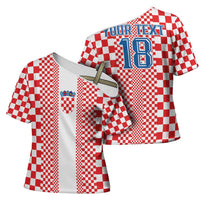 Custom Croatia Football Cross Shoulder Shirt Vatreni Hrvatska Sporty Style - Wonder Print Shop