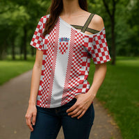 Custom Croatia Football Cross Shoulder Shirt Vatreni Hrvatska Sporty Style - Wonder Print Shop