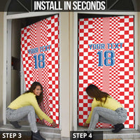 Custom Croatia Football Door Cover Vatreni Hrvatska Sporty Style - Wonder Print Shop