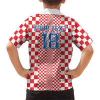 Custom Croatia Football Family Matching Off The Shoulder Long Sleeve Dress and Hawaiian Shirt Vatreni Hrvatska Sporty Style - Wonder Print Shop