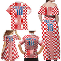 Custom Croatia Football Family Matching Off Shoulder Maxi Dress and Hawaiian Shirt Vatreni Hrvatska Sporty Style - Wonder Print Shop