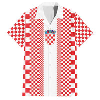 Custom Croatia Football Family Matching Off Shoulder Short Dress and Hawaiian Shirt Vatreni Hrvatska Sporty Style - Wonder Print Shop