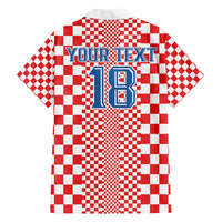 Custom Croatia Football Family Matching Off Shoulder Short Dress and Hawaiian Shirt Vatreni Hrvatska Sporty Style - Wonder Print Shop