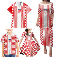 Custom Croatia Football Family Matching Puletasi and Hawaiian Shirt Vatreni Hrvatska Sporty Style - Wonder Print Shop