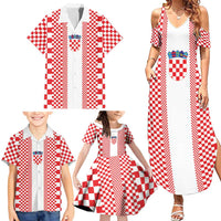 Custom Croatia Football Family Matching Summer Maxi Dress and Hawaiian Shirt Vatreni Hrvatska Sporty Style - Wonder Print Shop