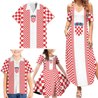 Custom Croatia Football Family Matching Summer Maxi Dress and Hawaiian Shirt Vatreni Hrvatska Sporty Style - Wonder Print Shop