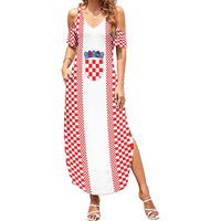 Custom Croatia Football Family Matching Summer Maxi Dress and Hawaiian Shirt Vatreni Hrvatska Sporty Style - Wonder Print Shop