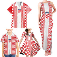 Custom Croatia Football Family Matching Tank Maxi Dress and Hawaiian Shirt Vatreni Hrvatska Sporty Style - Wonder Print Shop
