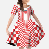 Custom Croatia Football Kid Short Sleeve Dress Vatreni Hrvatska Sporty Style - Wonder Print Shop