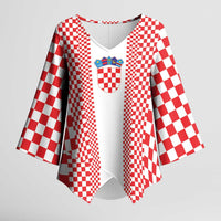 Custom Croatia Football Kimono Sleeve Blouse Vatreni Hrvatska Sporty Style - Wonder Print Shop