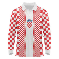 Custom Croatia Football Long Sleeve Polo Shirt Vatreni Hrvatska Sporty Style - Wonder Print Shop