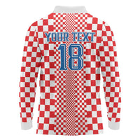 Custom Croatia Football Long Sleeve Polo Shirt Vatreni Hrvatska Sporty Style - Wonder Print Shop