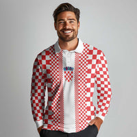 Custom Croatia Football Long Sleeve Polo Shirt Vatreni Hrvatska Sporty Style - Wonder Print Shop