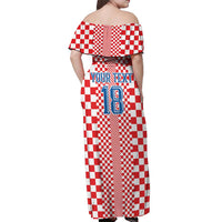 Custom Croatia Football Off Shoulder Maxi Dress Vatreni Hrvatska Sporty Style - Wonder Print Shop