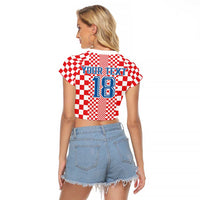Custom Croatia Football Raglan Cropped T Shirt Vatreni Hrvatska Sporty Style - Wonder Print Shop