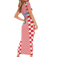 Custom Croatia Football Short Sleeve Bodycon Dress Vatreni Hrvatska Sporty Style - Wonder Print Shop