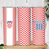Custom Croatia Football Skinny Tumbler Vatreni Hrvatska Sporty Style - Wonder Print Shop