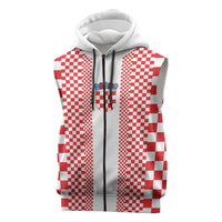 Custom Croatia Football Sleeveless Zip Hoodie Vatreni Hrvatska Sporty Style - Wonder Print Shop