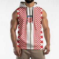 Custom Croatia Football Sleeveless Zip Hoodie Vatreni Hrvatska Sporty Style - Wonder Print Shop