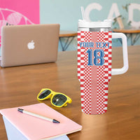 Custom Croatia Football Tumbler With Handle Vatreni Hrvatska Sporty Style - Wonder Print Shop