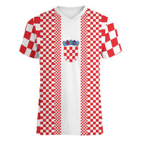 Custom Croatia Football Women V-Neck T-Shirt Vatreni Hrvatska Sporty Style - Wonder Print Shop