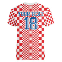 Custom Croatia Football Women V-Neck T-Shirt Vatreni Hrvatska Sporty Style - Wonder Print Shop