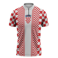 Custom Croatia Football Zipper Polo Shirt Vatreni Hrvatska Sporty Style - Wonder Print Shop