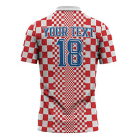 Custom Croatia Football Zipper Polo Shirt Vatreni Hrvatska Sporty Style - Wonder Print Shop