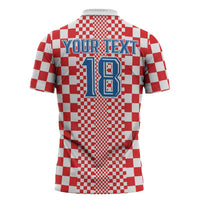 Custom Croatia Football Zipper Polo Shirt Vatreni Hrvatska Sporty Style - Wonder Print Shop