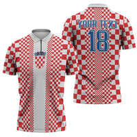 Custom Croatia Football Zipper Polo Shirt Vatreni Hrvatska Sporty Style - Wonder Print Shop