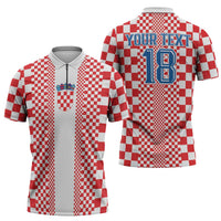 Custom Croatia Football Zipper Polo Shirt Vatreni Hrvatska Sporty Style - Wonder Print Shop