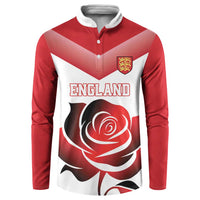Custom England Rugby Button Sweatshirt Red Rose Sporty Style - Wonder Print Shop